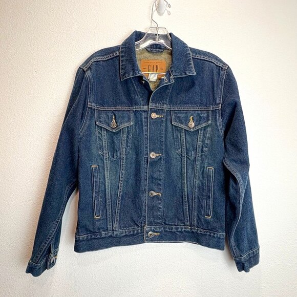 GAP Jackets & Blazers - Vintage Gap Womens Denim Jacket XL Sz12 Cotton Relaxed Fit Dark Retro Distressed